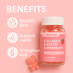 Collagen Gummies with Biotin for Hair, Skin, Nails, Bones & Joints - Unisex, 60 Gummies