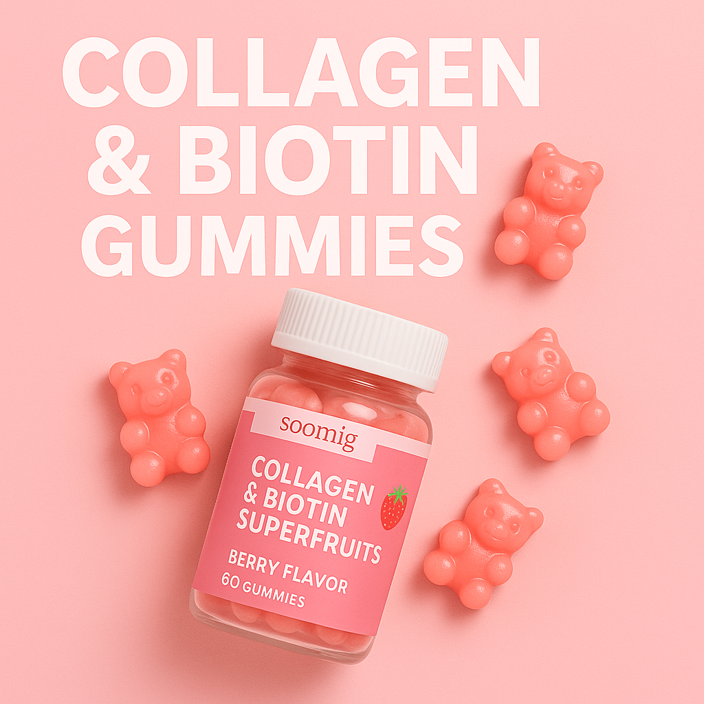 Collagen Gummies with Biotin for Hair, Skin, Nails, Bones & Joints - Unisex, 60 Gummies