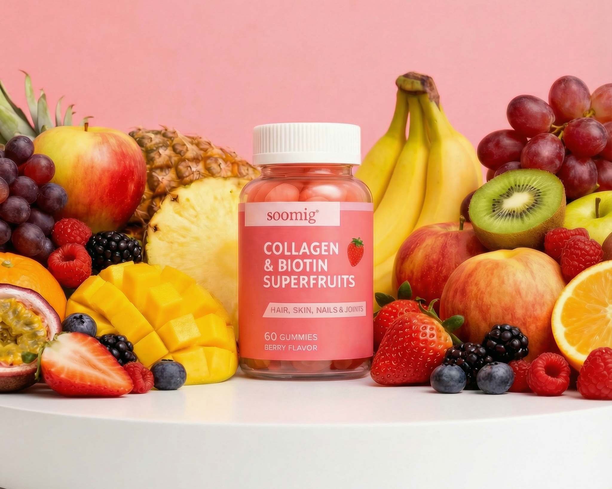 Collagen Gummies with Biotin for Hair, Skin, Nails, Bones & Joints - Unisex, 60 Gummies